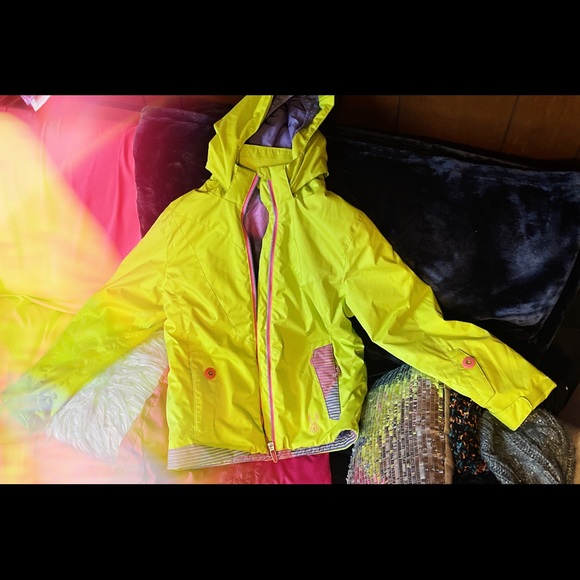 Kids Spyder Chartreuse Jacket size 12 - Picture 5 of 9